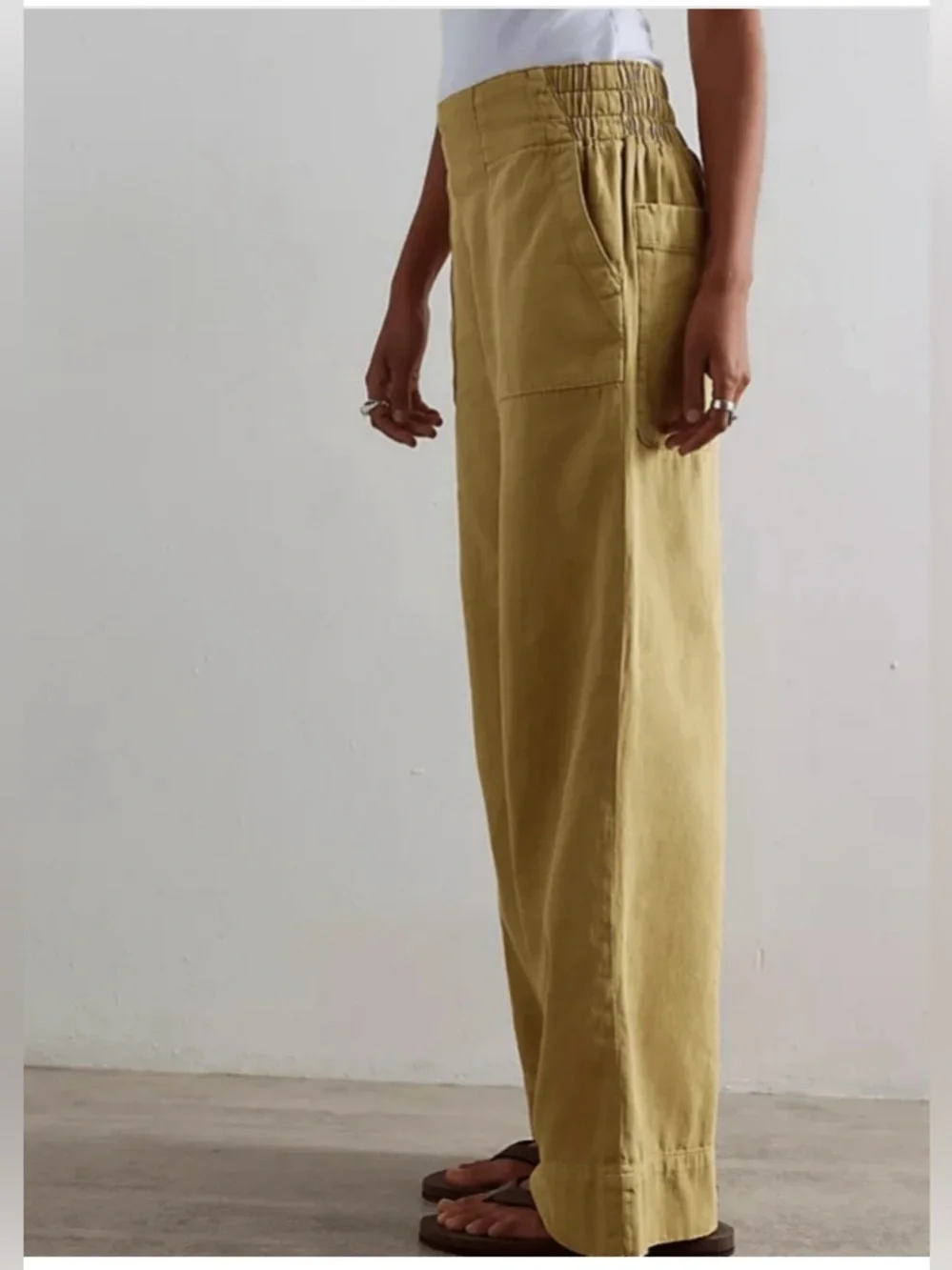 Wide Leg High Waisted Pants in Mustard Yellow, XL, NIB - Picture 4 of 11